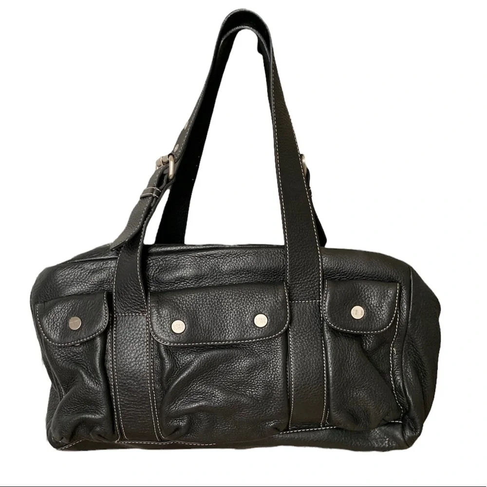 Sigrid Olson Black Leather Purse Handles Bag Soft Leather